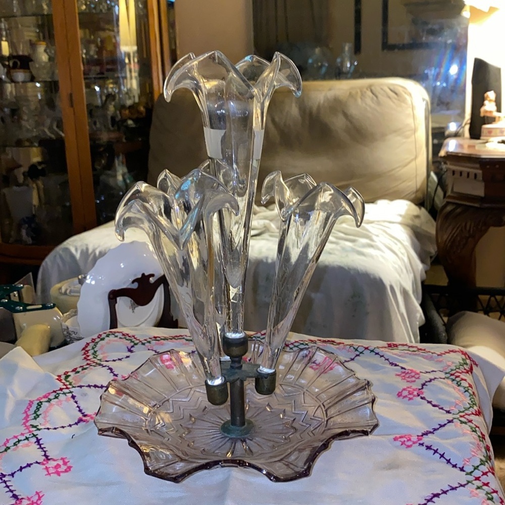 Antique Victorian Clear Epergne Centerpiece